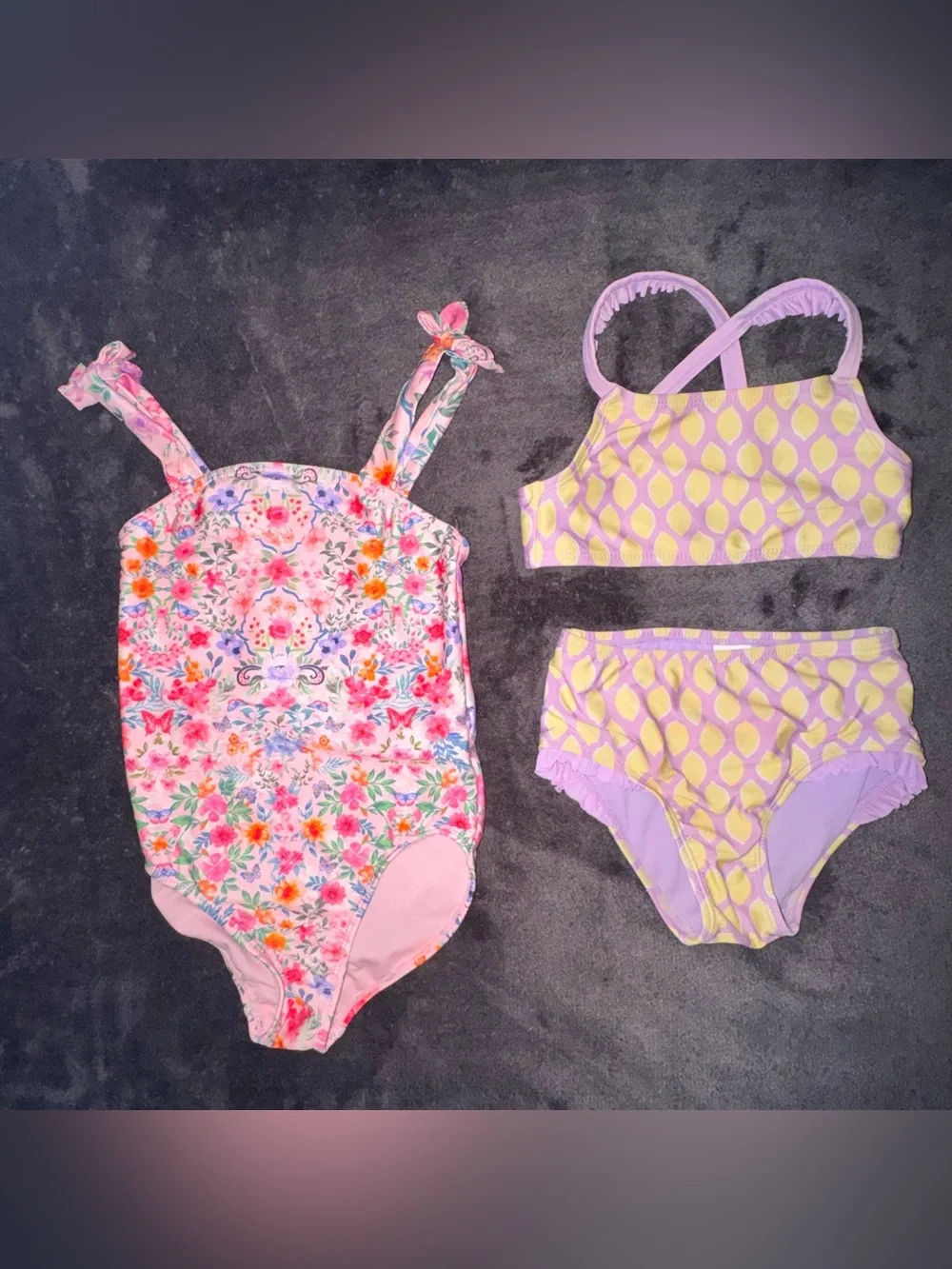 Girls Toddler Floral Swimsuit & Bikini Bundle Lot of 2 size 4T - 5